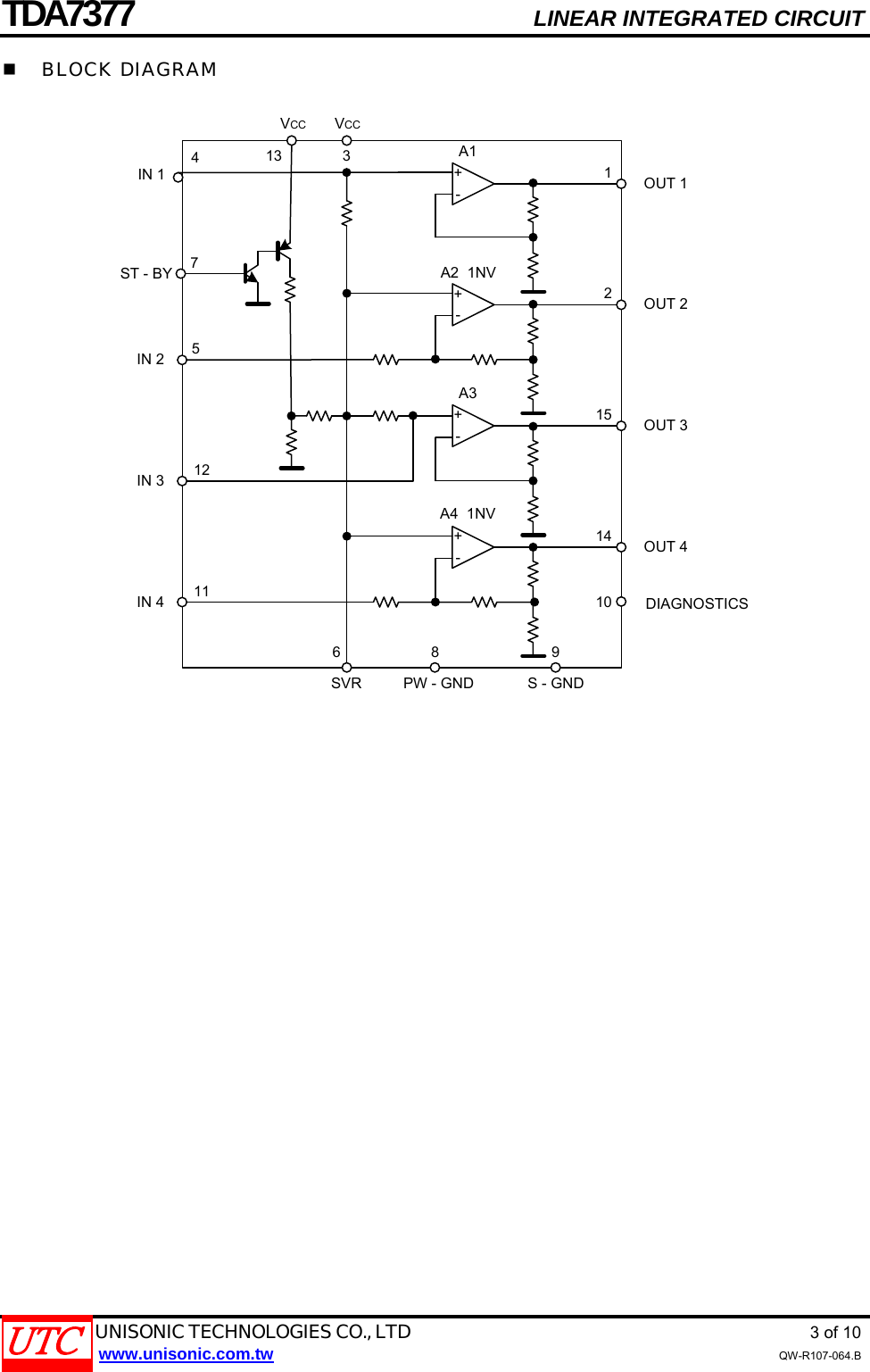 Page 3 of 11 - TDA7377 - Datasheet. Www.s-manuals.com. Utc