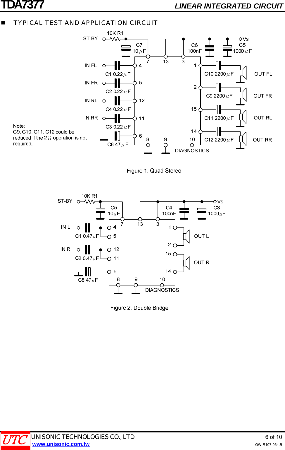 Page 6 of 11 - TDA7377 - Datasheet. Www.s-manuals.com. Utc
