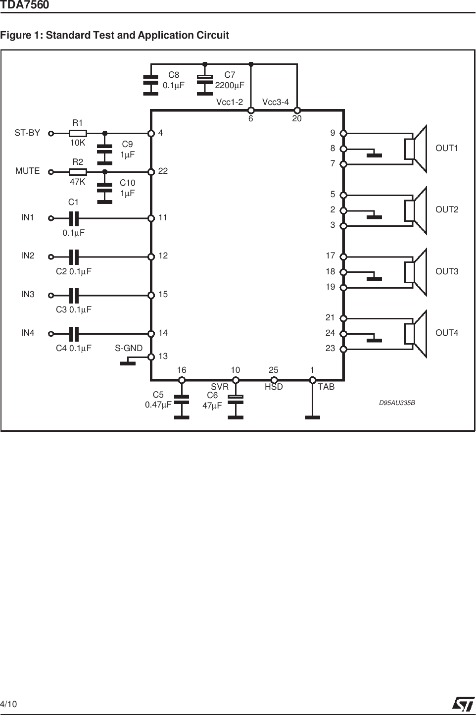 Page 4 of 11 - TDA7560 - Datasheet. Www.s-manuals.com. St