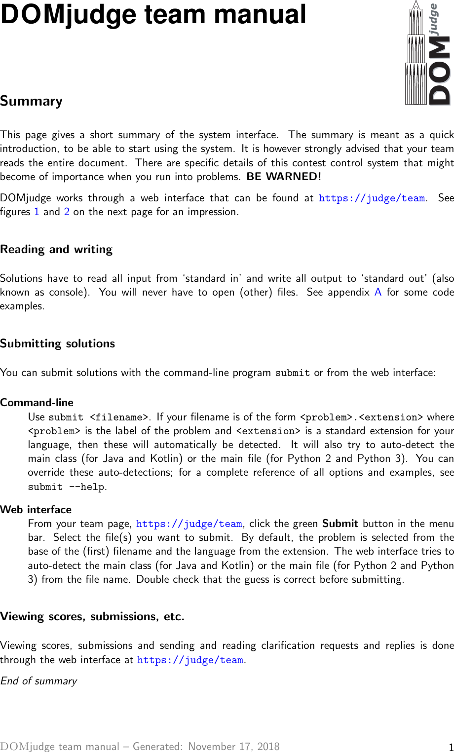 Page 1 of 8 - DOMjudge Team Manual Team-manual