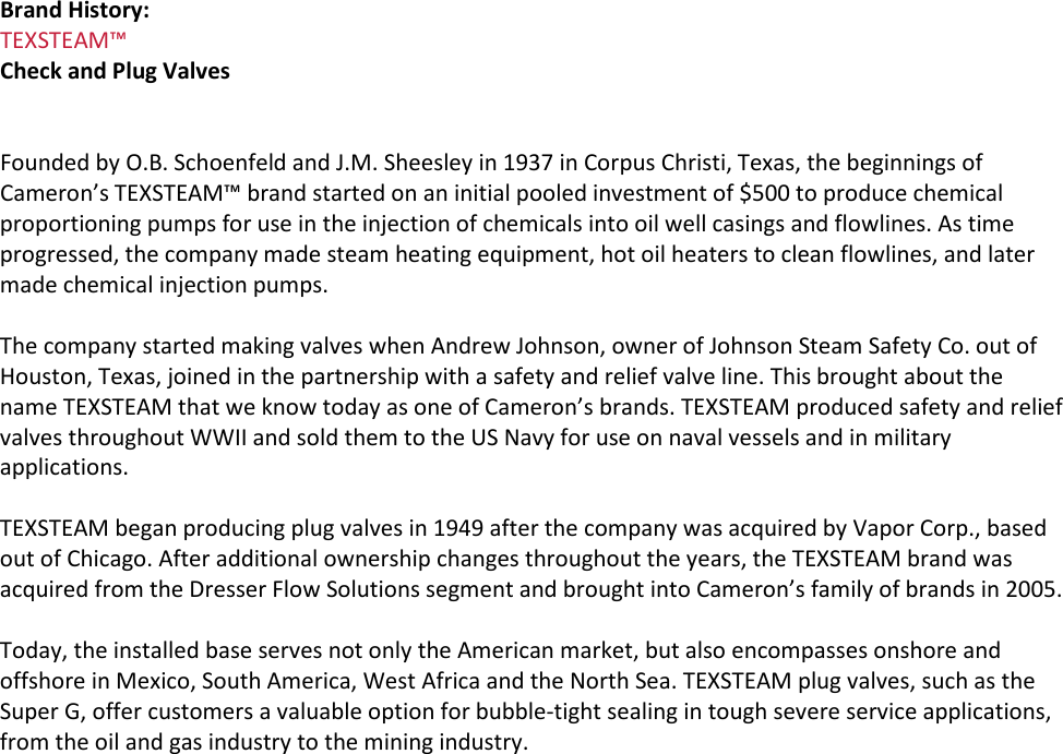 Texsteam Brand History