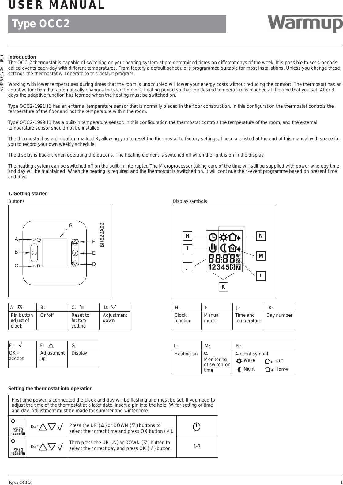Page 1 of 4 - Thermostat-OCC2-UK-user-manual