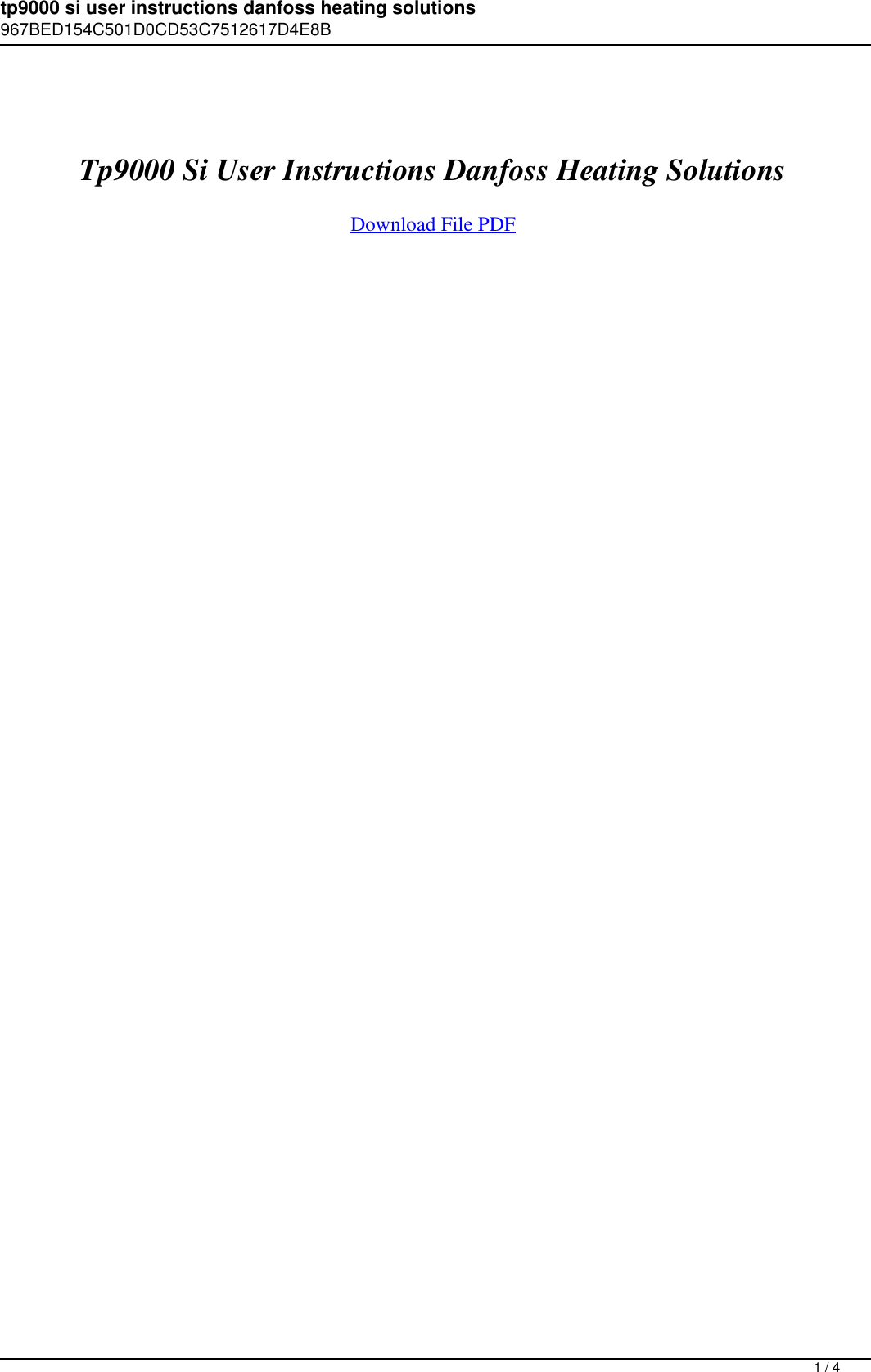 Tp9000 Si User Instructions Danfoss Heating Solutions