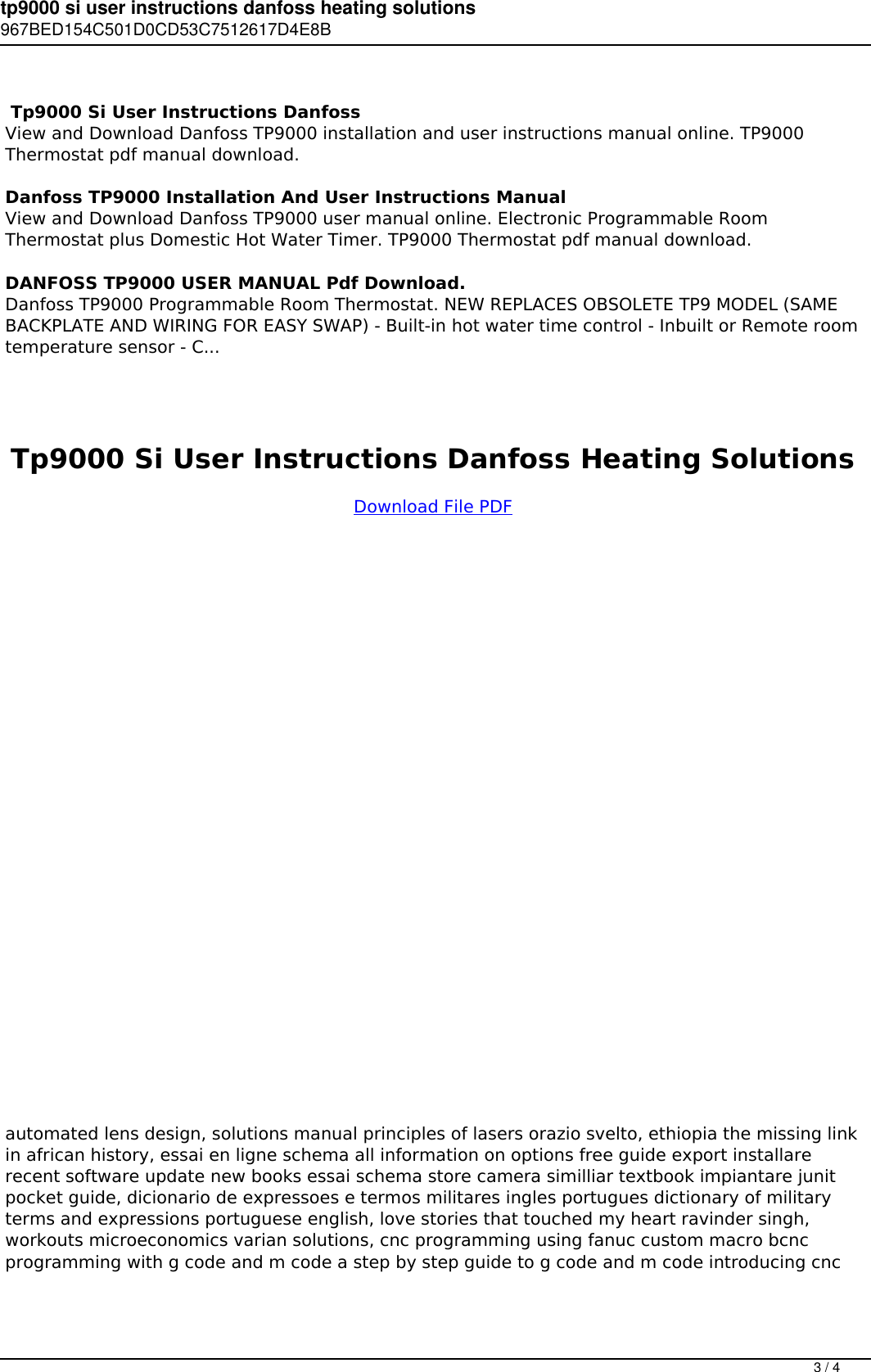 Tp9000 Si User Instructions Danfoss Heating Solutions