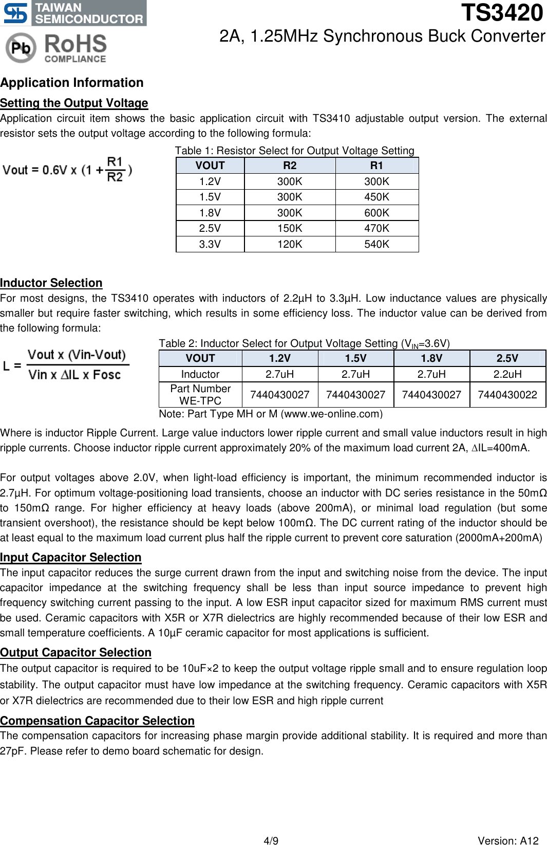 Page 4 of 10 - TS3420 - Datasheet. Www.s-manuals.com. Ra12 Ts