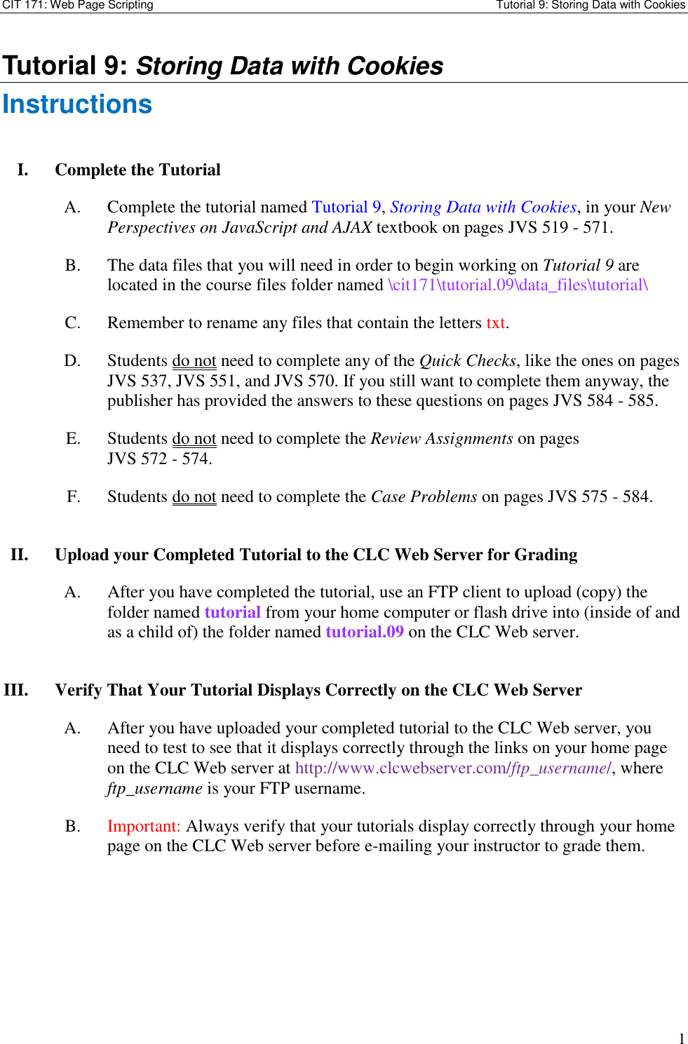 Page 1 of 2 - Tutorial 3 Instructions 09