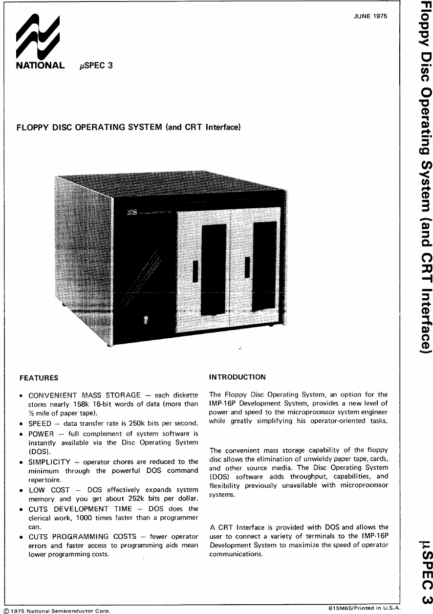 Page 1 of 4 - U Spec_3_Floppy_Disc_Operating_System_Jun75 Spec 3 Floppy Disc Operating System Jun75