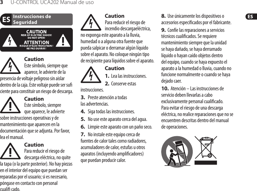 Page 3 of 12 - UCA202_P0484_M_ES Behringer UCA202 User Manual (Spanish) P0484 M Es