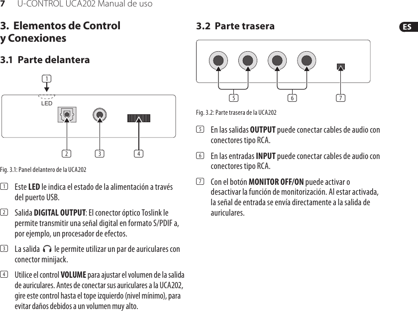 Page 7 of 12 - UCA202_P0484_M_ES Behringer UCA202 User Manual (Spanish) P0484 M Es