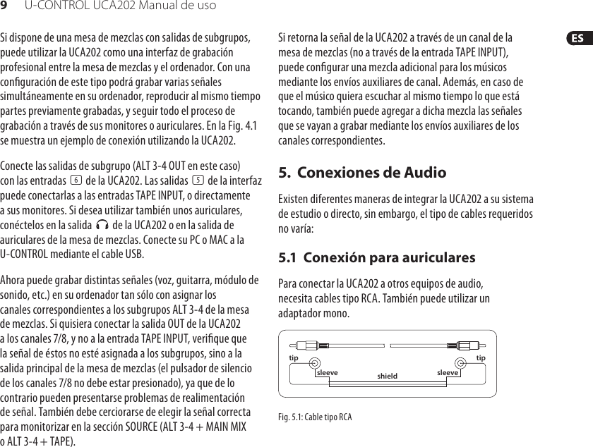 Page 9 of 12 - UCA202_P0484_M_ES Behringer UCA202 User Manual (Spanish) P0484 M Es