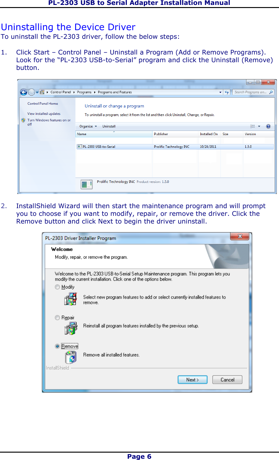 PL 2303 Driver Installer Manual Um Pl2303 V1.5.0