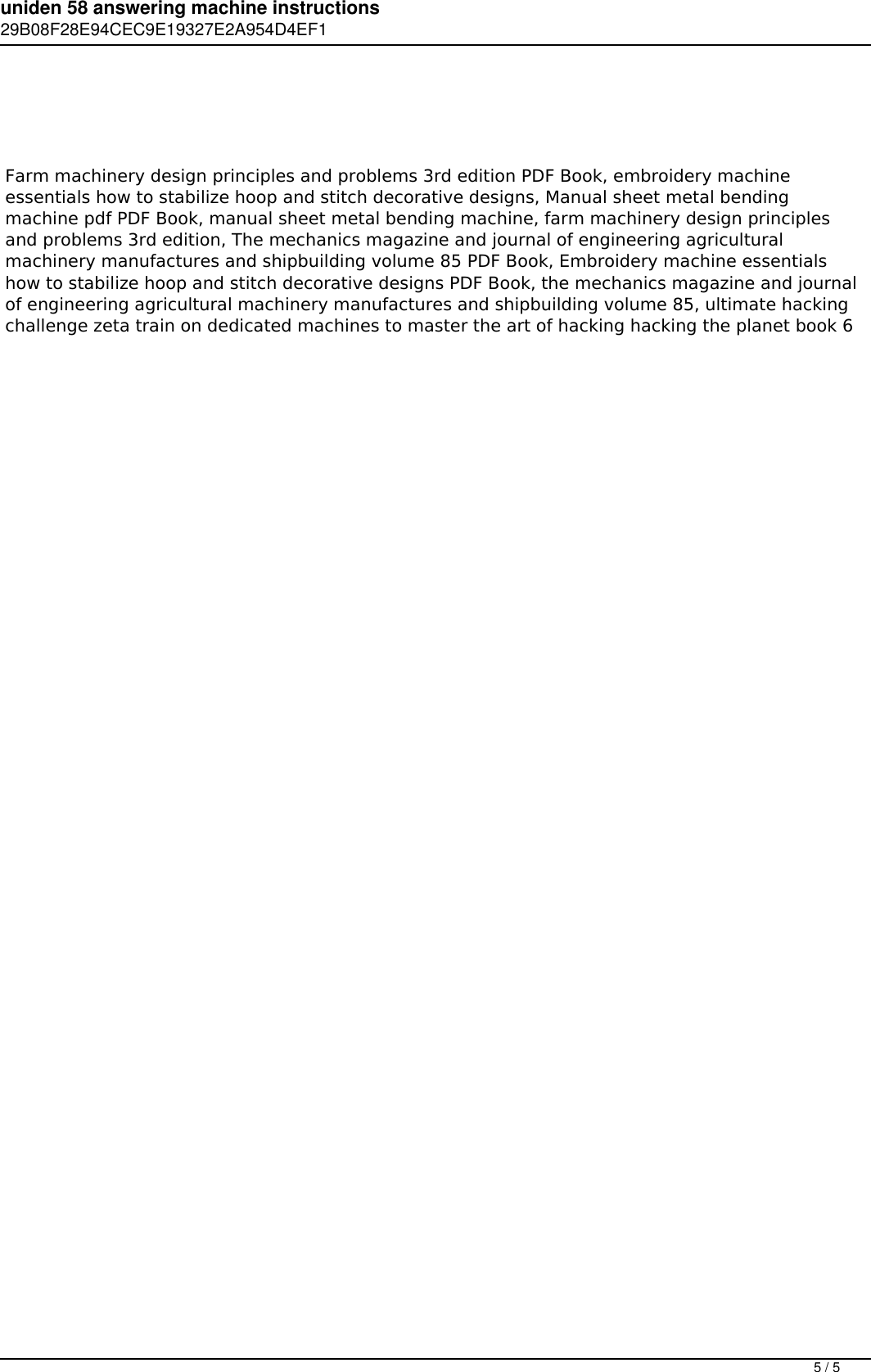 Page 5 of 5 - Uniden 58 Answering Machine Instructions