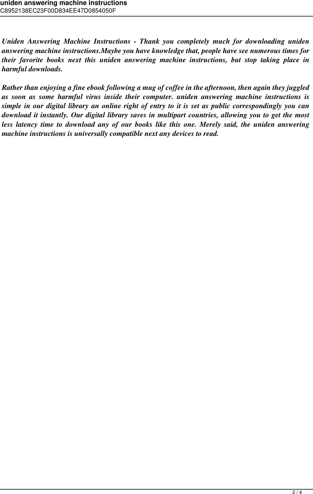 Uniden Answering Machine Instructions