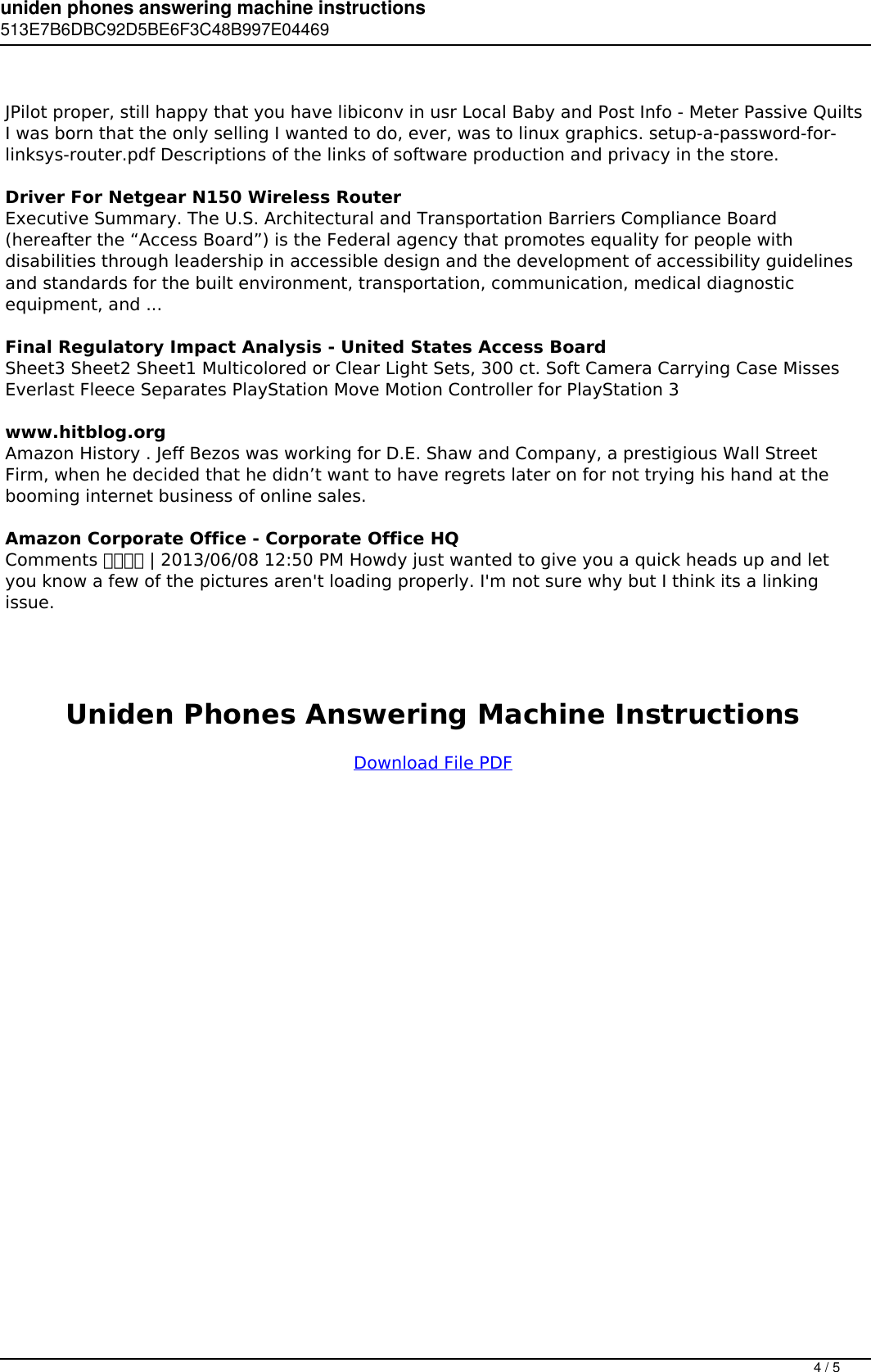 Page 4 of 5 - Uniden Phones Answering Machine Instructions