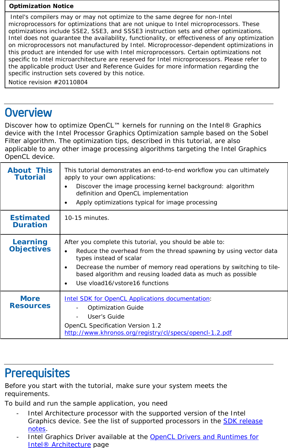 Tutorial: Intel® Processor Graphics Optimization User Guide