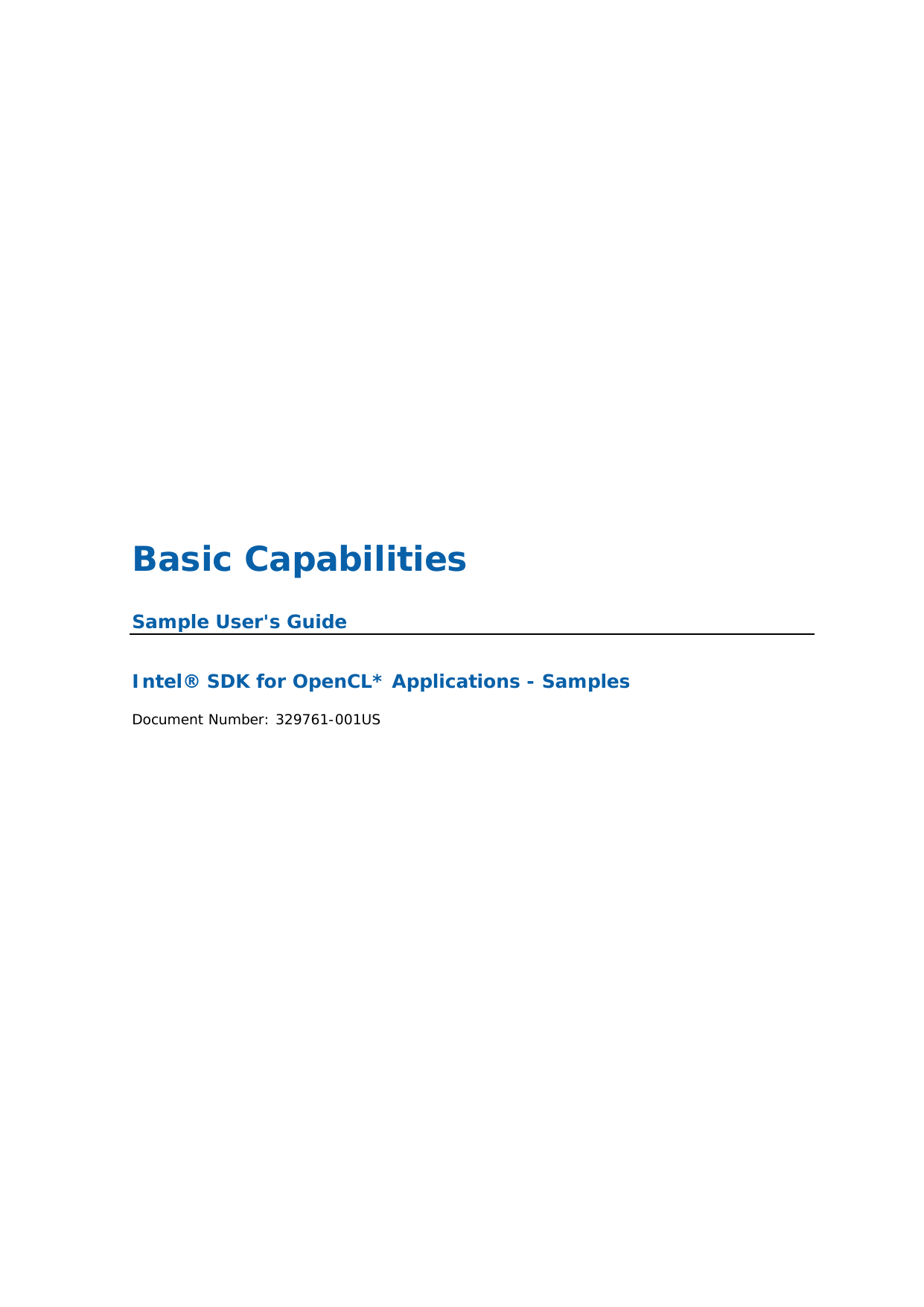 Basic Capabilities Sample User's Guide User