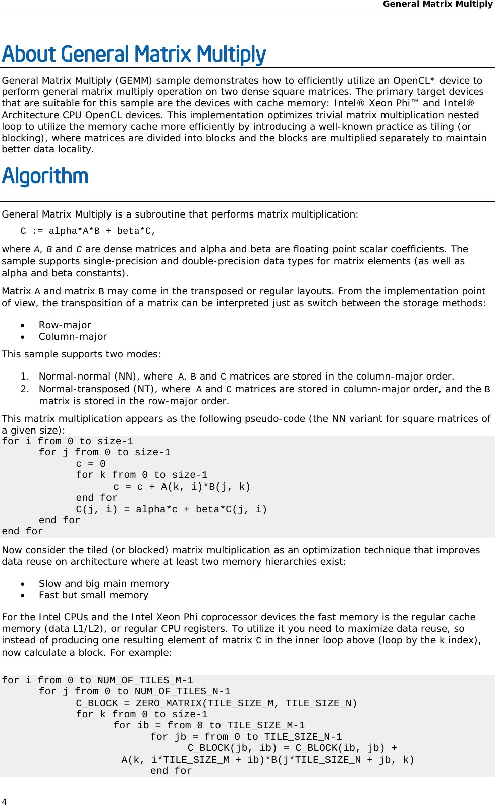 Page 4 of 11 - General Matrix Multiply - Sample User's Guide User