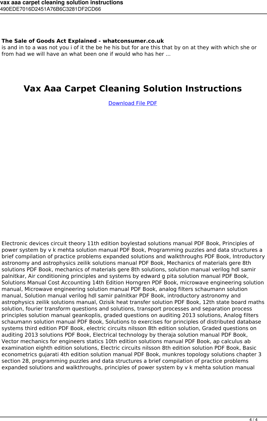 Page 4 of 4 - Vax Aaa Carpet Cleaning Solution Instructions