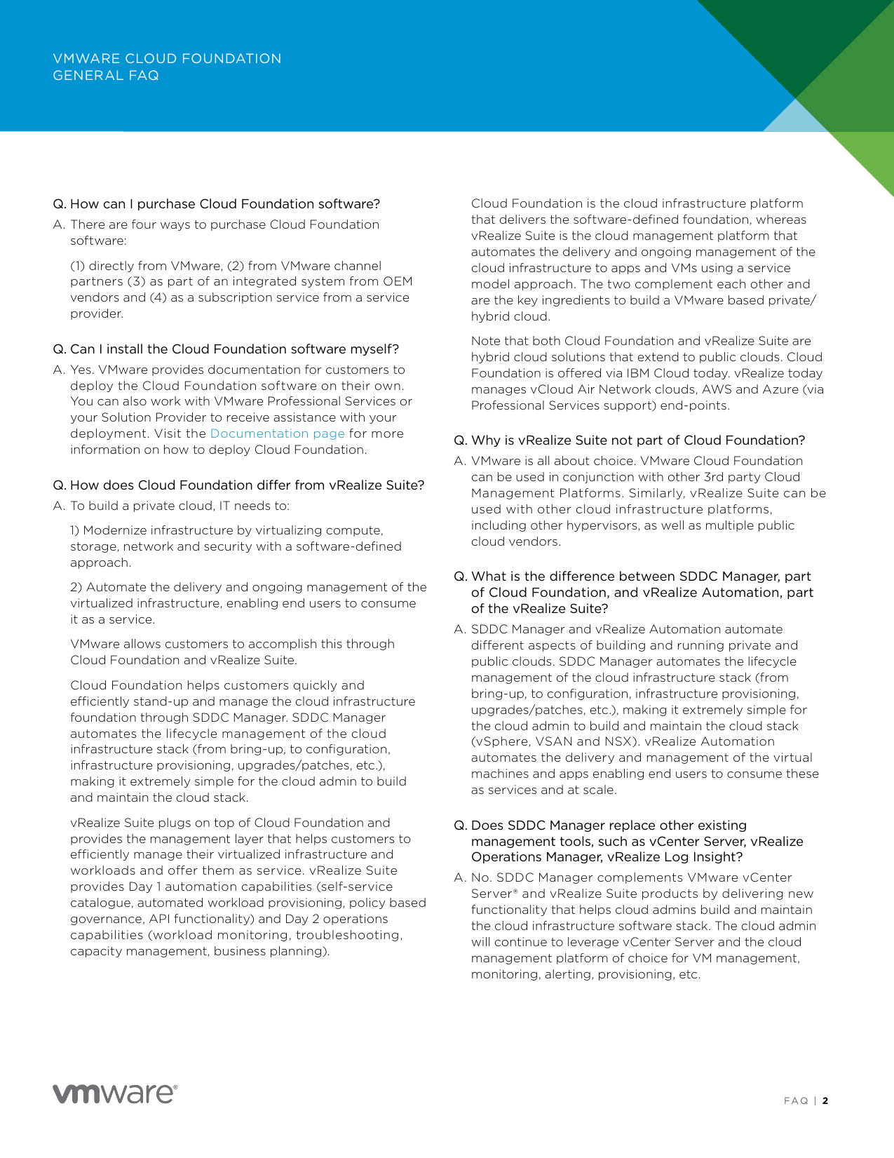 Page 2 of 7 - VMware Cloud Foundation General FAQ Vmware-cloud-foundation-faq
