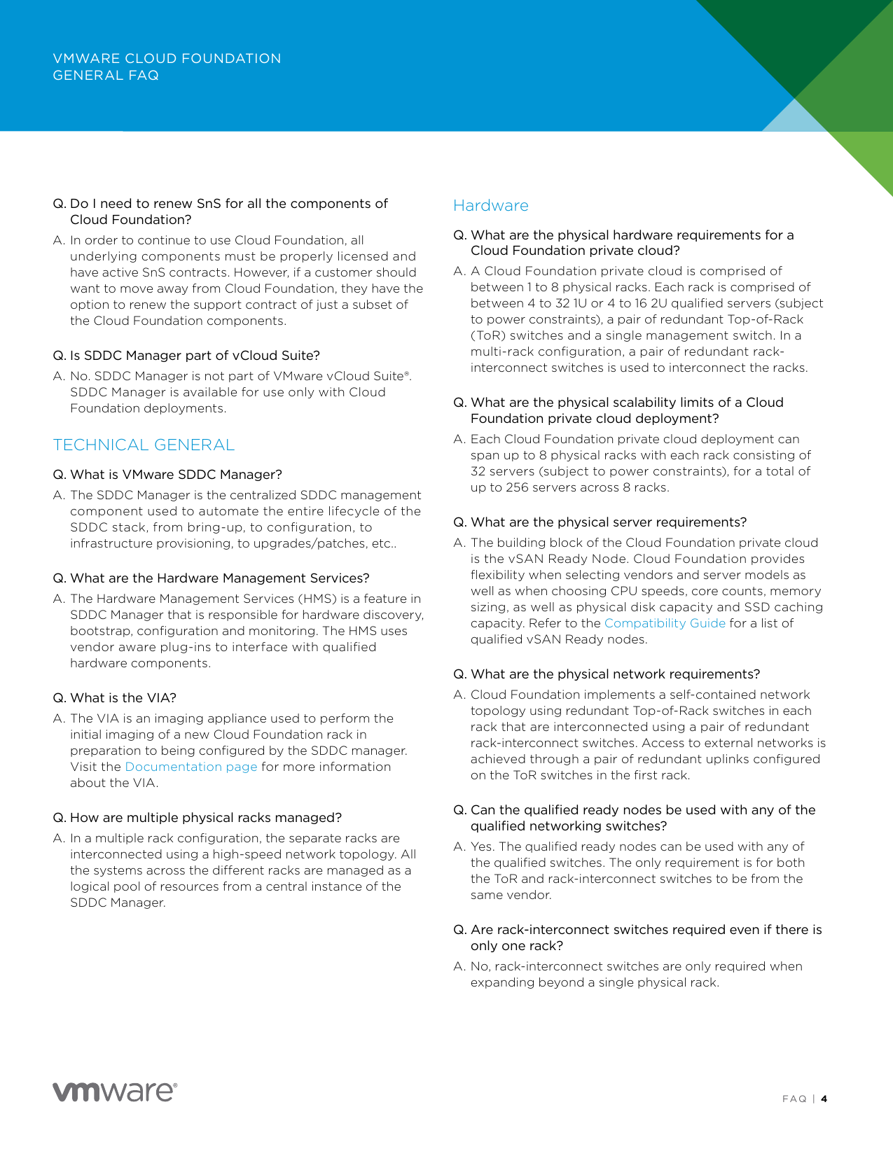 Page 4 of 7 - VMware Cloud Foundation General FAQ Vmware-cloud-foundation-faq
