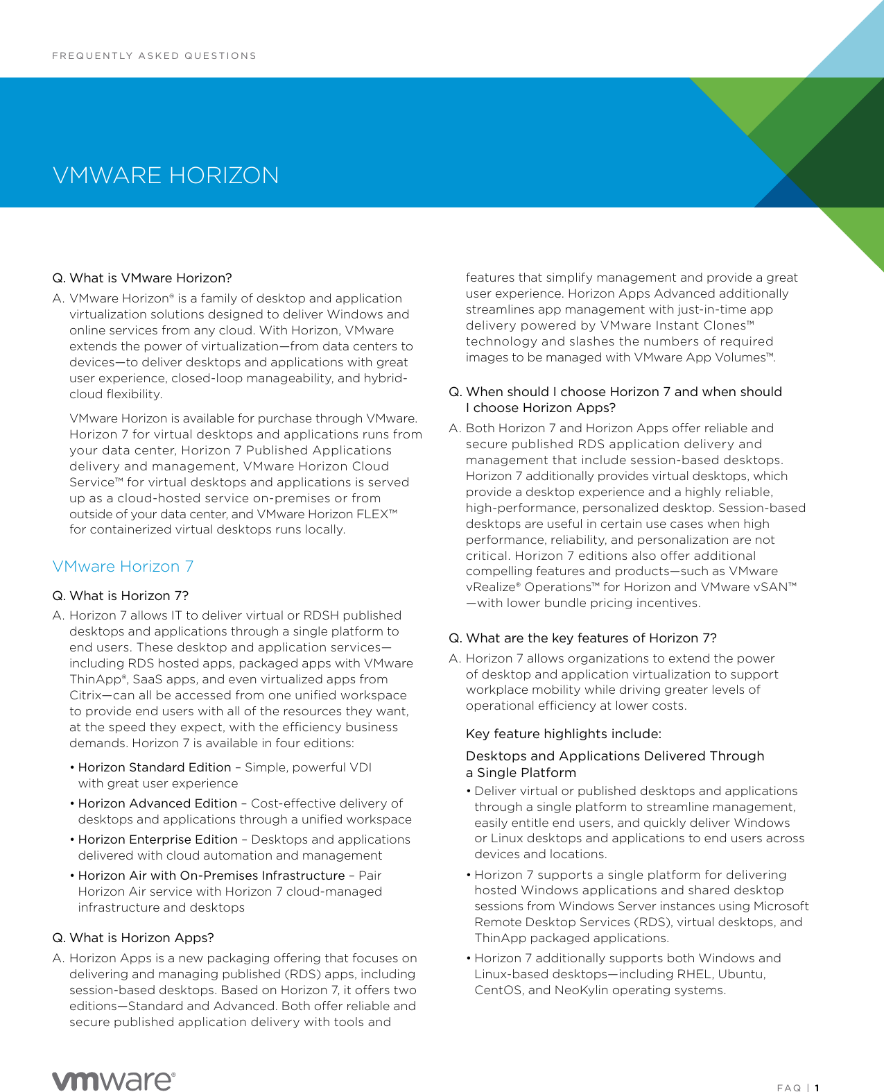 Page 1 of 12 - VMware Horizon 7 FAQ Vmware-horizon-7-faq