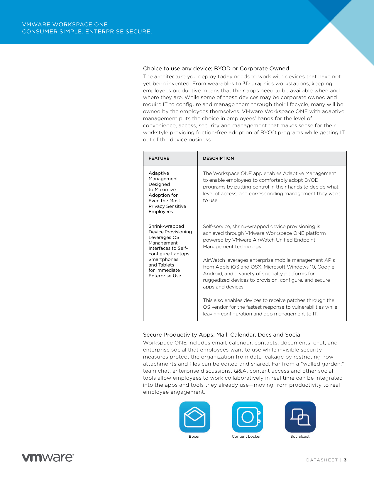 Page 3 of 6 - VMware Workspace ONE Datasheet Vmware-workspace-one-datasheet