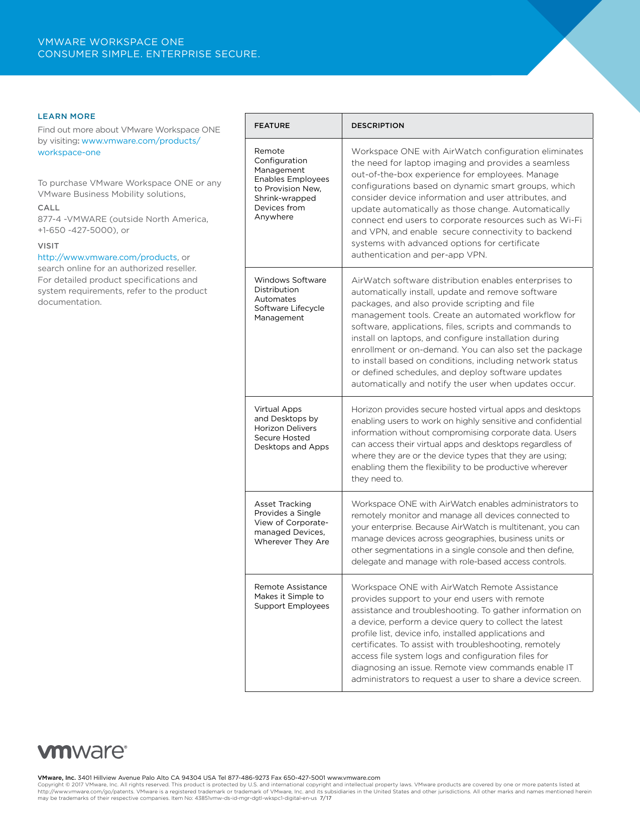 VMware Workspace ONE Datasheet