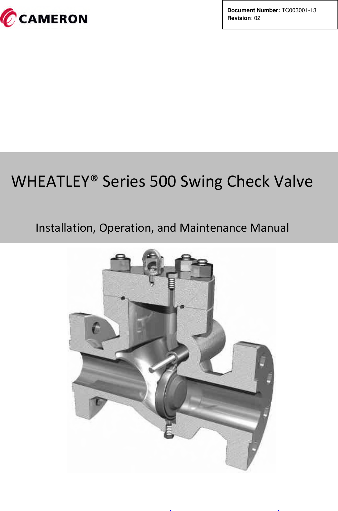 Page 1 of 9 - TC-003001-13x WHEATLEY Series 500 Swing Check Valve IOM Wheatley-series-500-swing-check-valve-iom