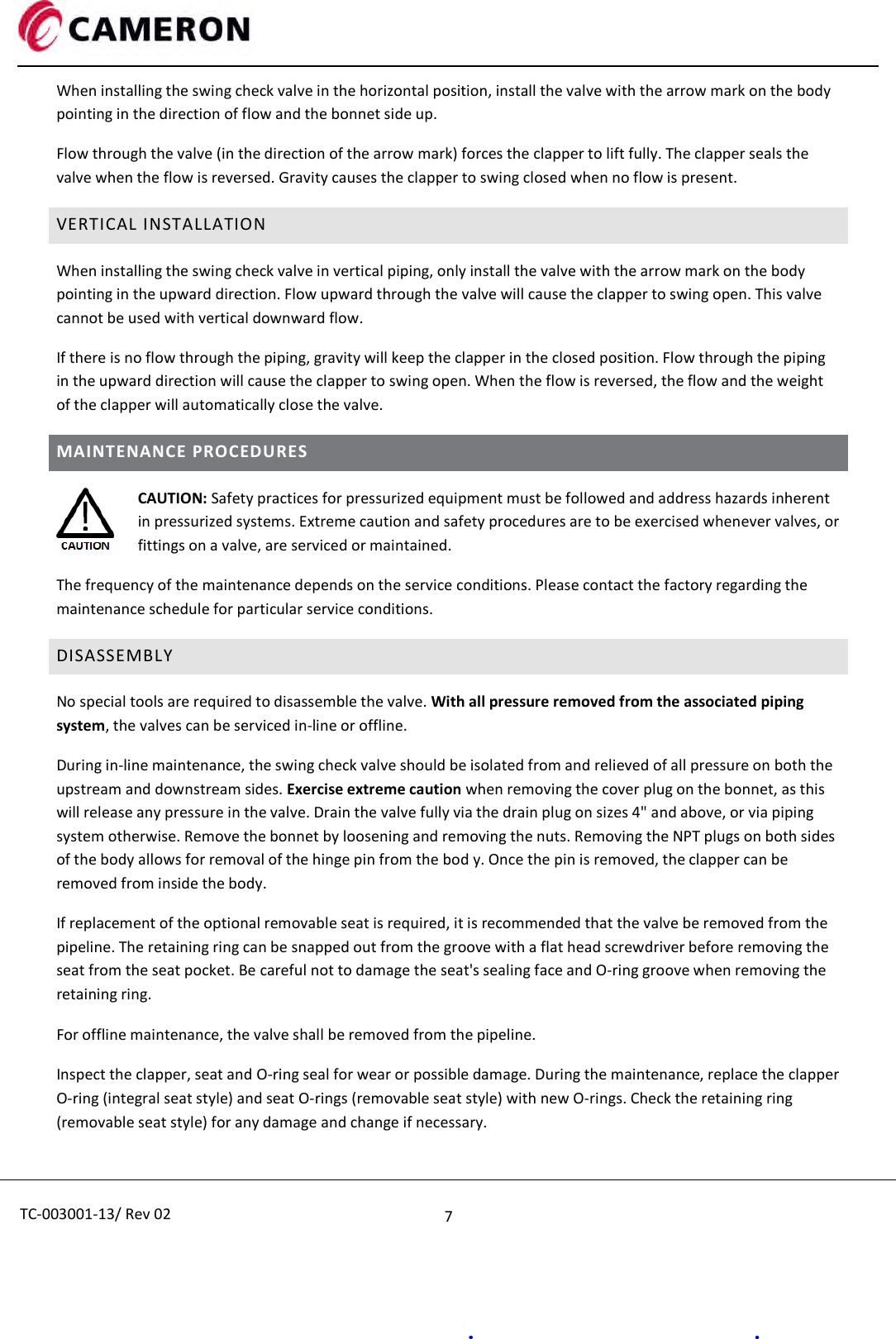 Page 7 of 9 - TC-003001-13x WHEATLEY Series 500 Swing Check Valve IOM Wheatley-series-500-swing-check-valve-iom