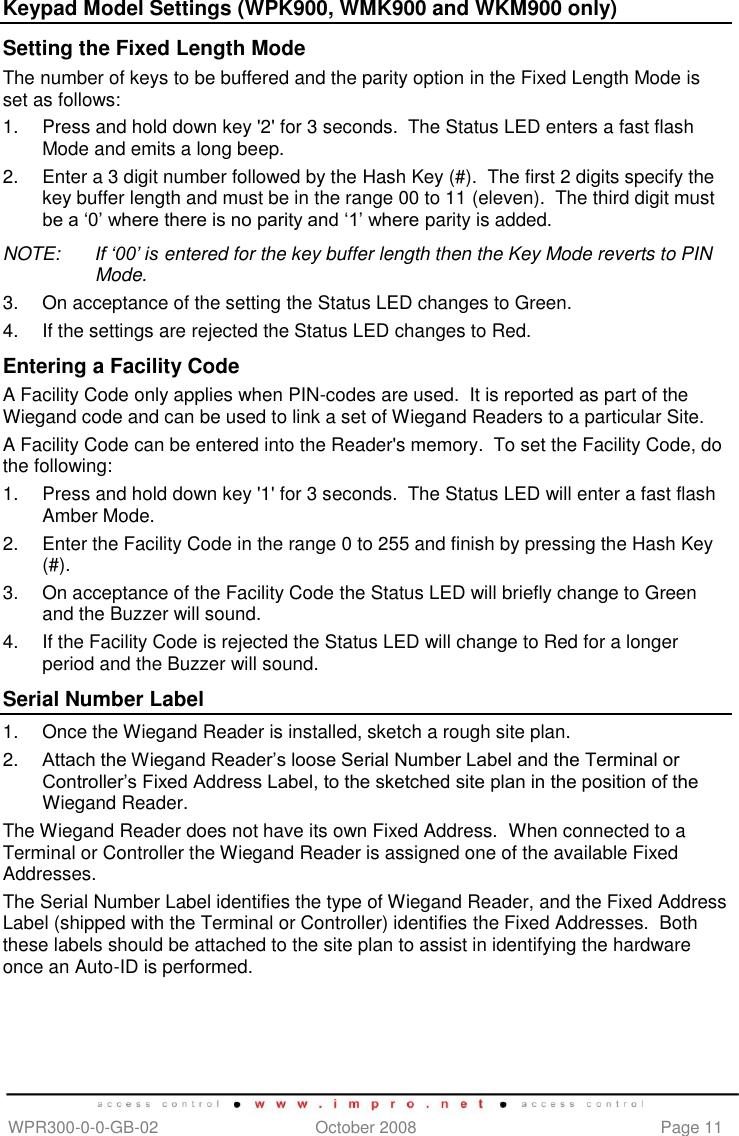 Page 11 of 12 - Wiegand Readers Reader Manuals
