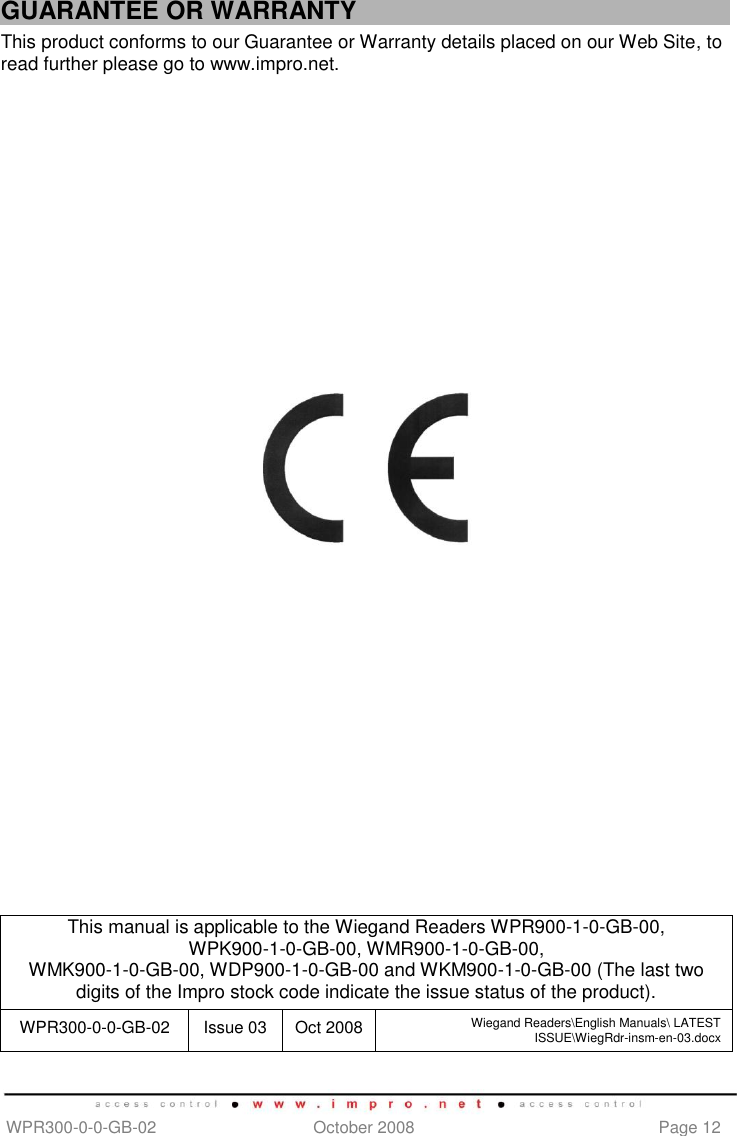 Page 12 of 12 - Wiegand Readers Reader Manuals