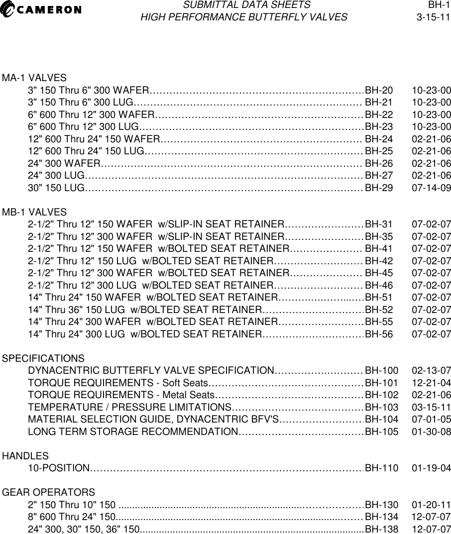 Page 1 of 2 - H Wkm-dynacentric-high-performance-butterfly-valve-gear-operator