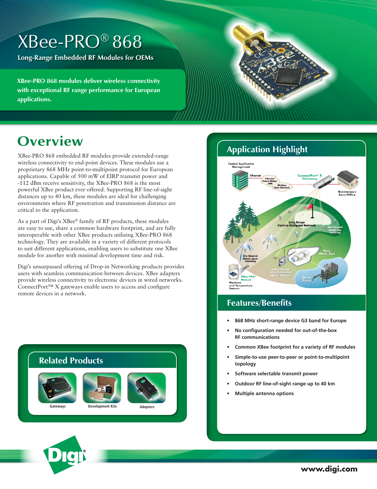 Page 1 of 2 - XBee-PRO 868 - Product Datasheet Xbee-pro-868-datasheet