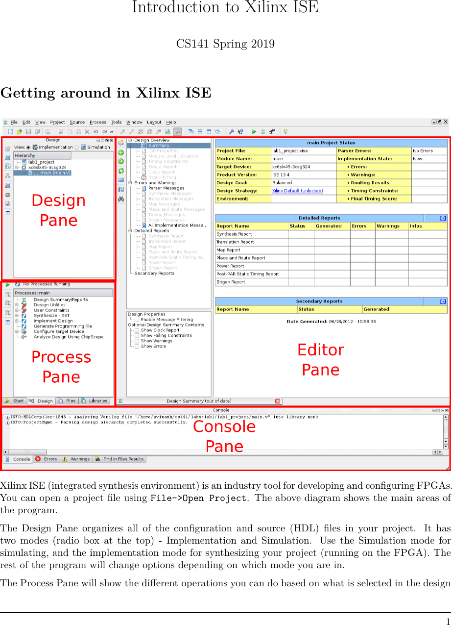 Page 1 of 7 - Introduction To Xilinx ISE Guide