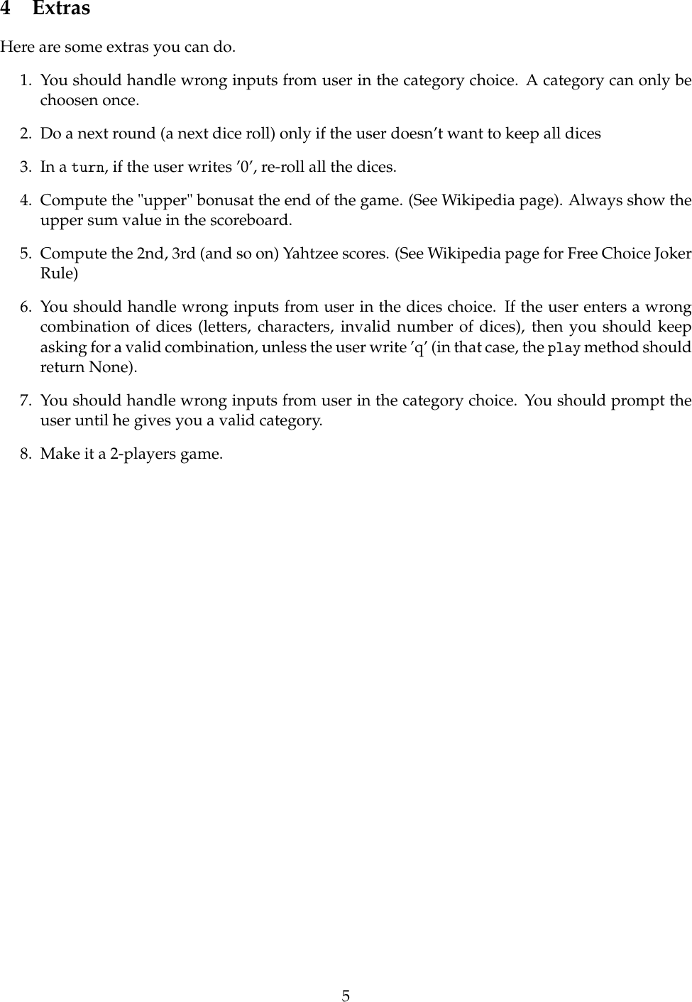 Page 5 of 5 - Yahtzee Instructions