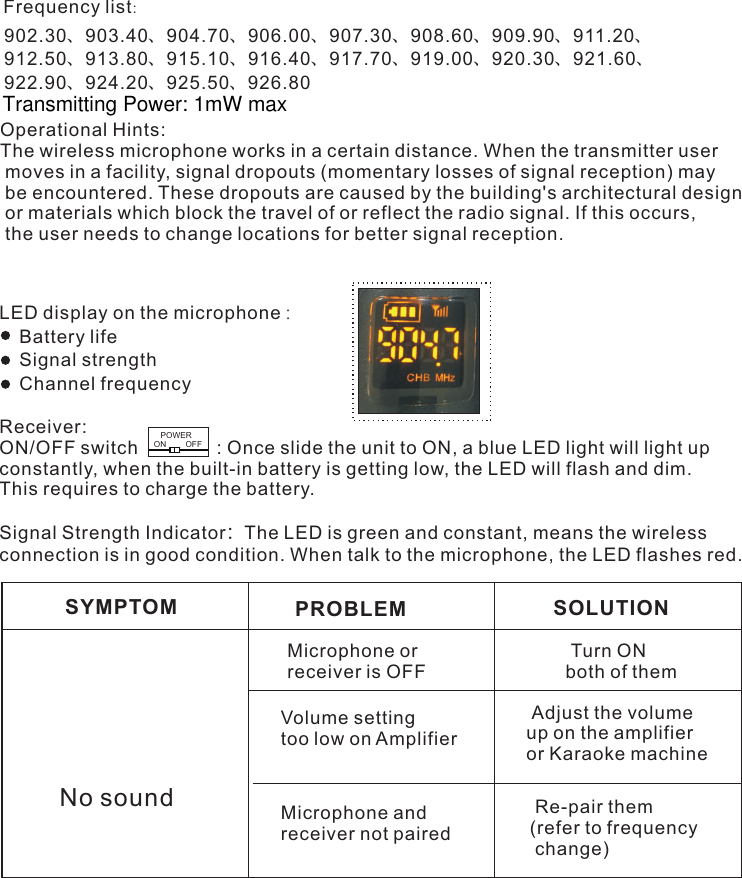 Dok WM900 UHF Wireless Microphone User Manual M300
