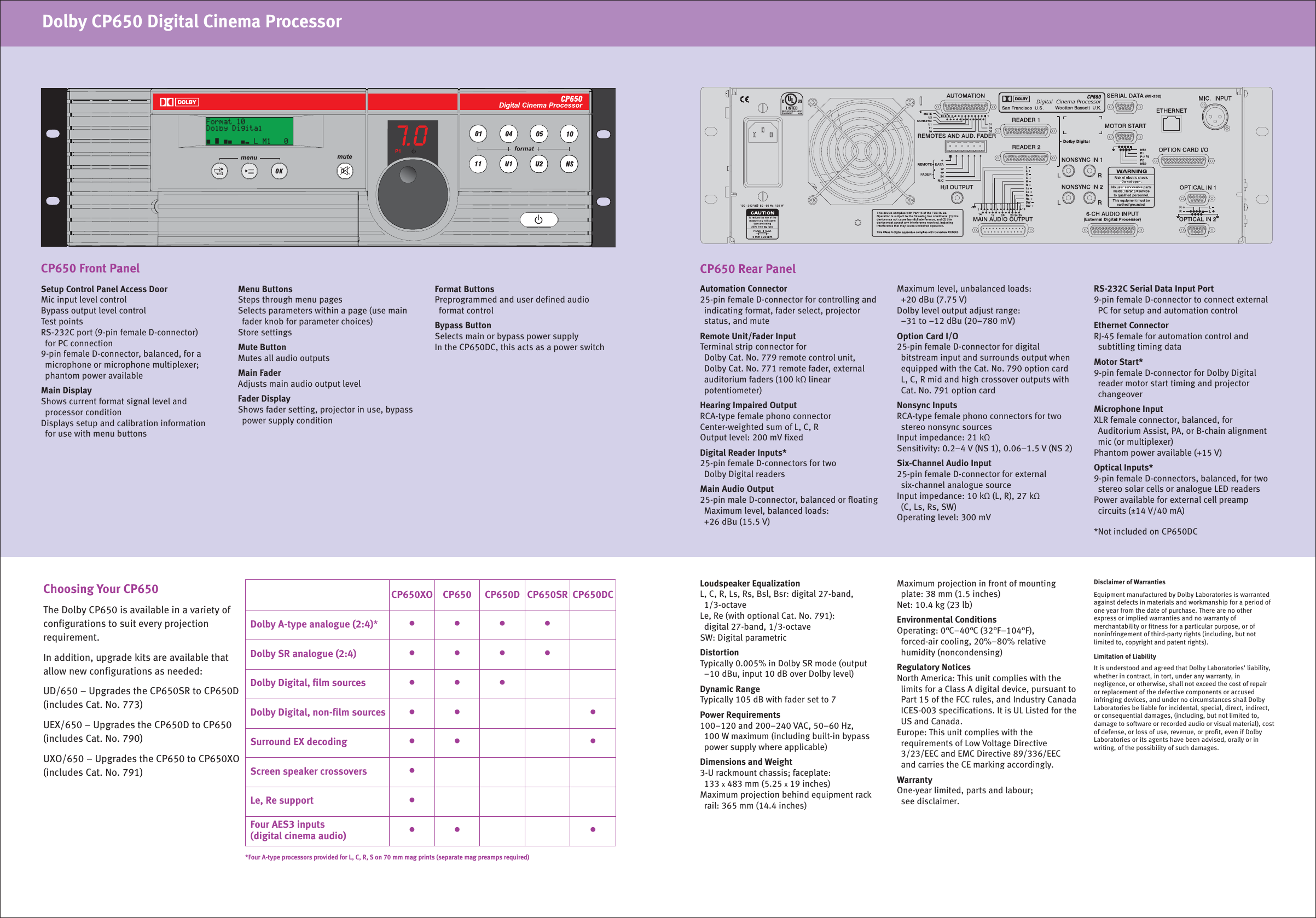 Page 3 of 4 - Dolby-Laboratories Dolby-Laboratories-Cp650-Users-Manual- Dolby CP650 Digital Cinema Processor  Dolby-laboratories-cp650-users-manual
