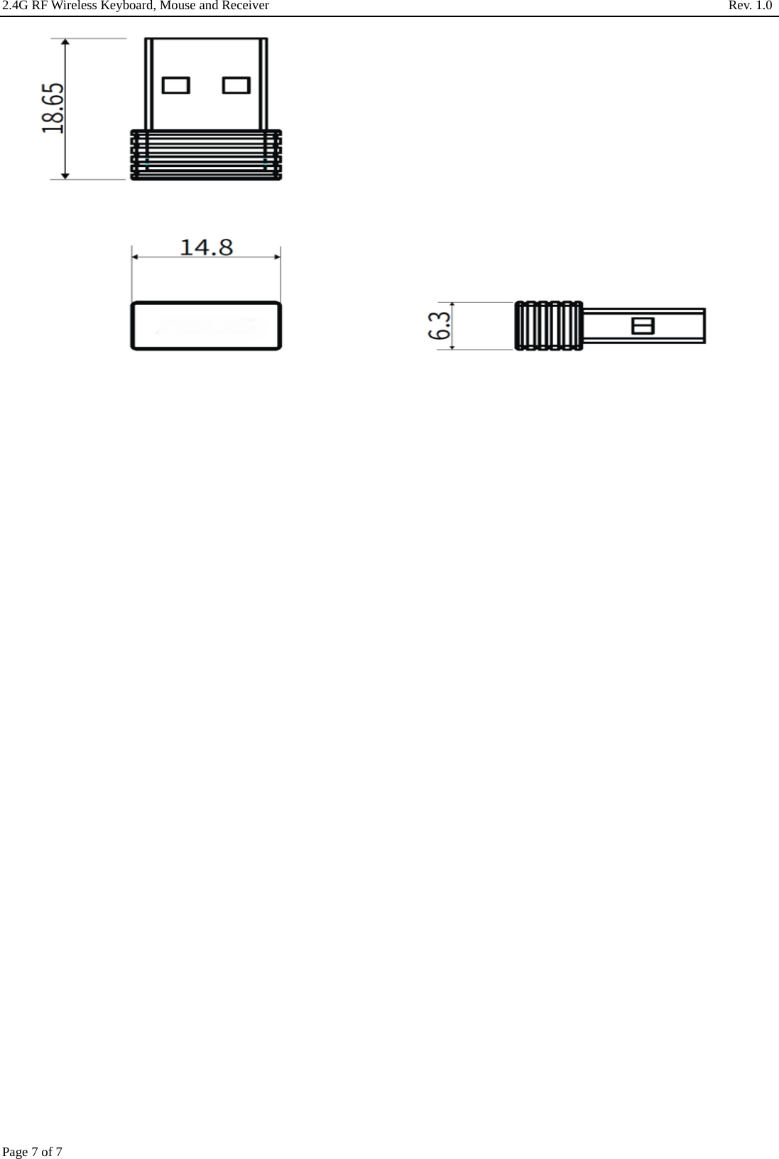 2.4G RF Wireless Keyboard, Mouse and Receiver                                                                     Rev. 1.0         Page 7 of 7  