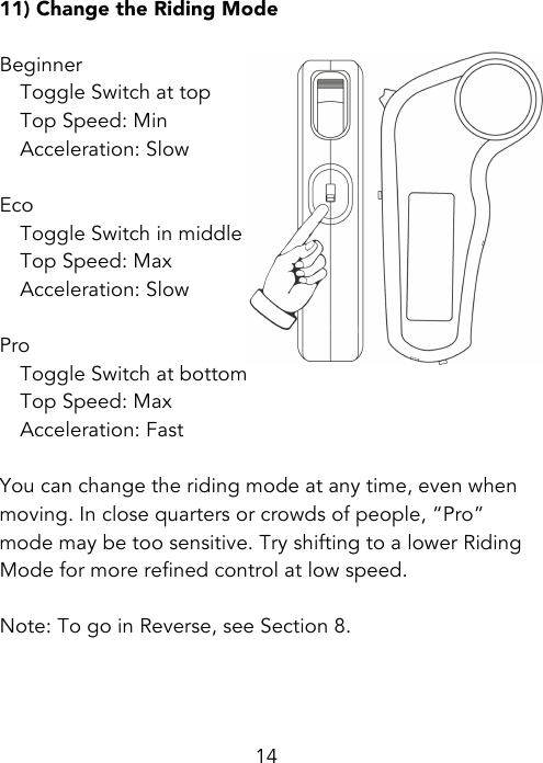 Page 14 of Dongboshi tech R1 electric skateboard User Manual Owners Manual V6
