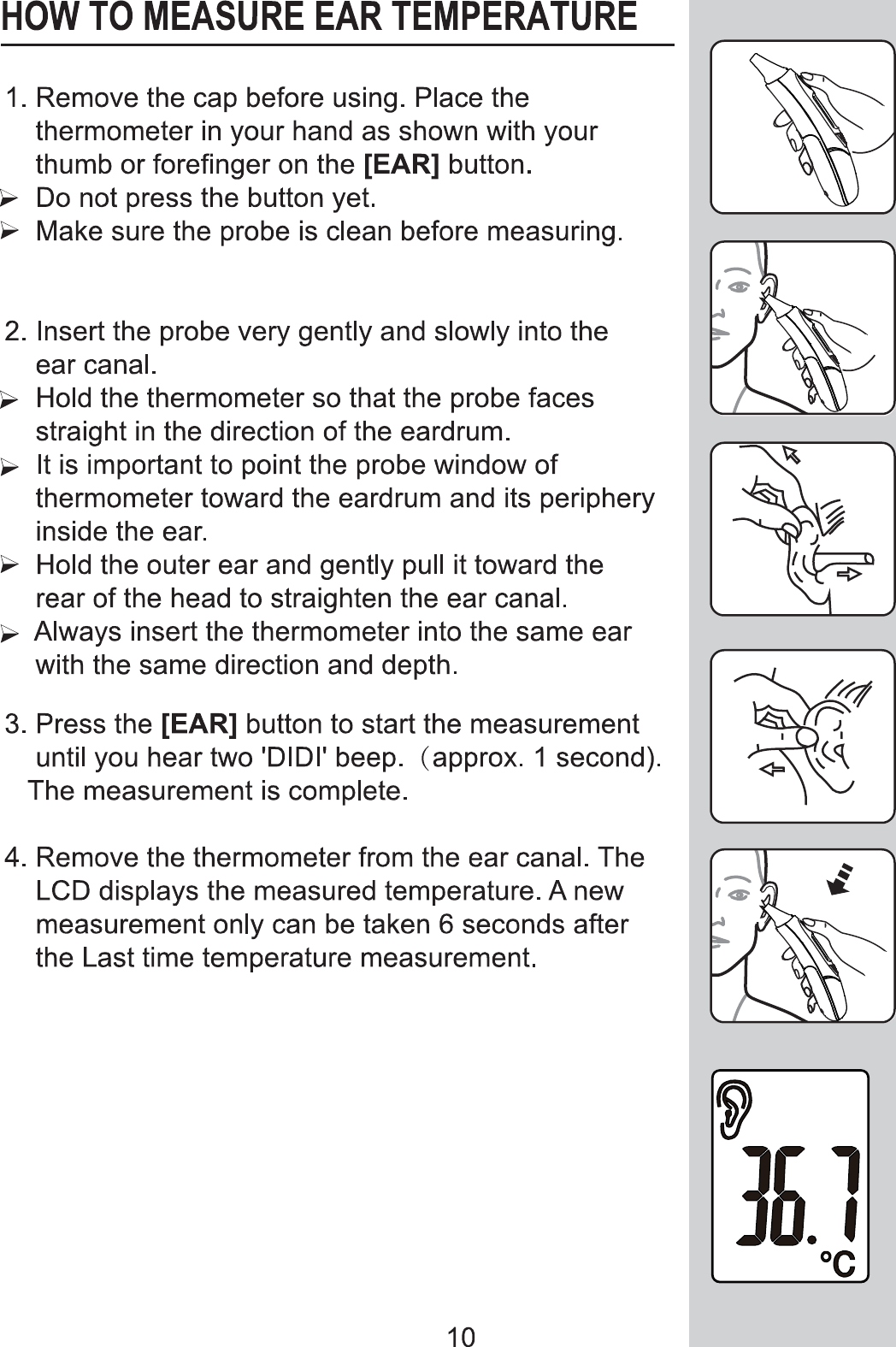 Page 10 of Dongdixin Technology BLUENRG-V10 Digital Ear Thermometer User Manual