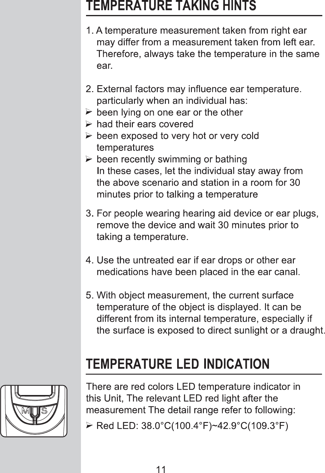 Page 11 of Dongdixin Technology BLUENRG-V10 Digital Ear Thermometer User Manual