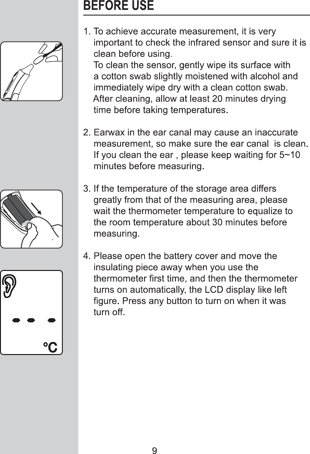 Page 9 of Dongdixin Technology BLUENRG-V10 Digital Ear Thermometer User Manual