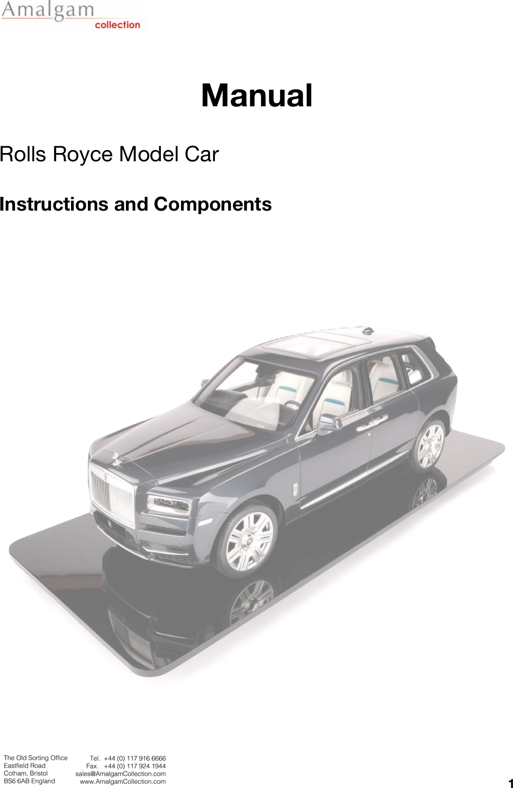 Manual Rolls Royce Model CarInstructions and Components &quot;1