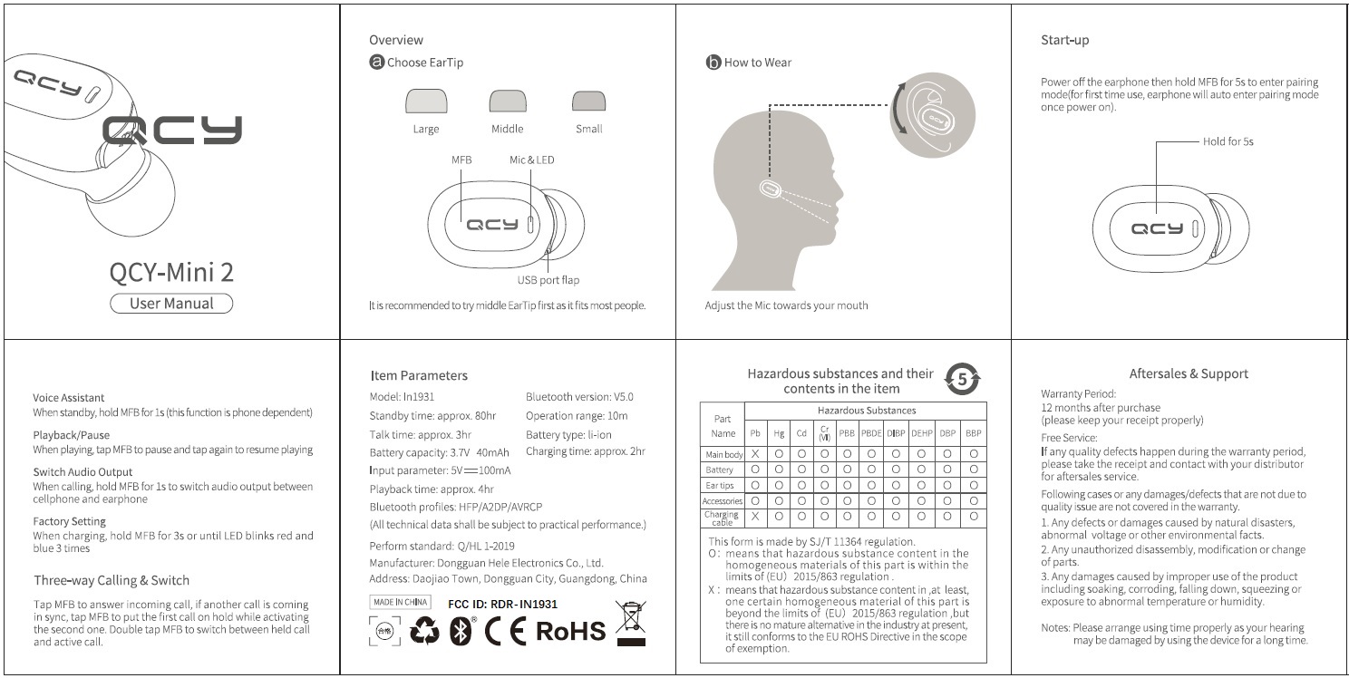 Bluetooth headset User Manual