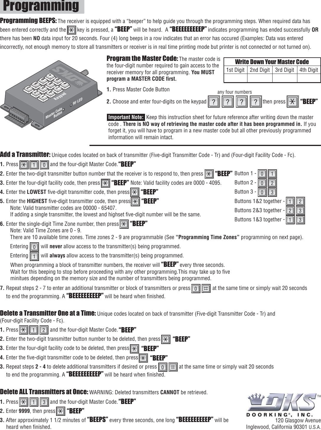 Page 2 of 4 - DoorKing 8054-065-D-3-12 Door King 8054 Series Installation Manual