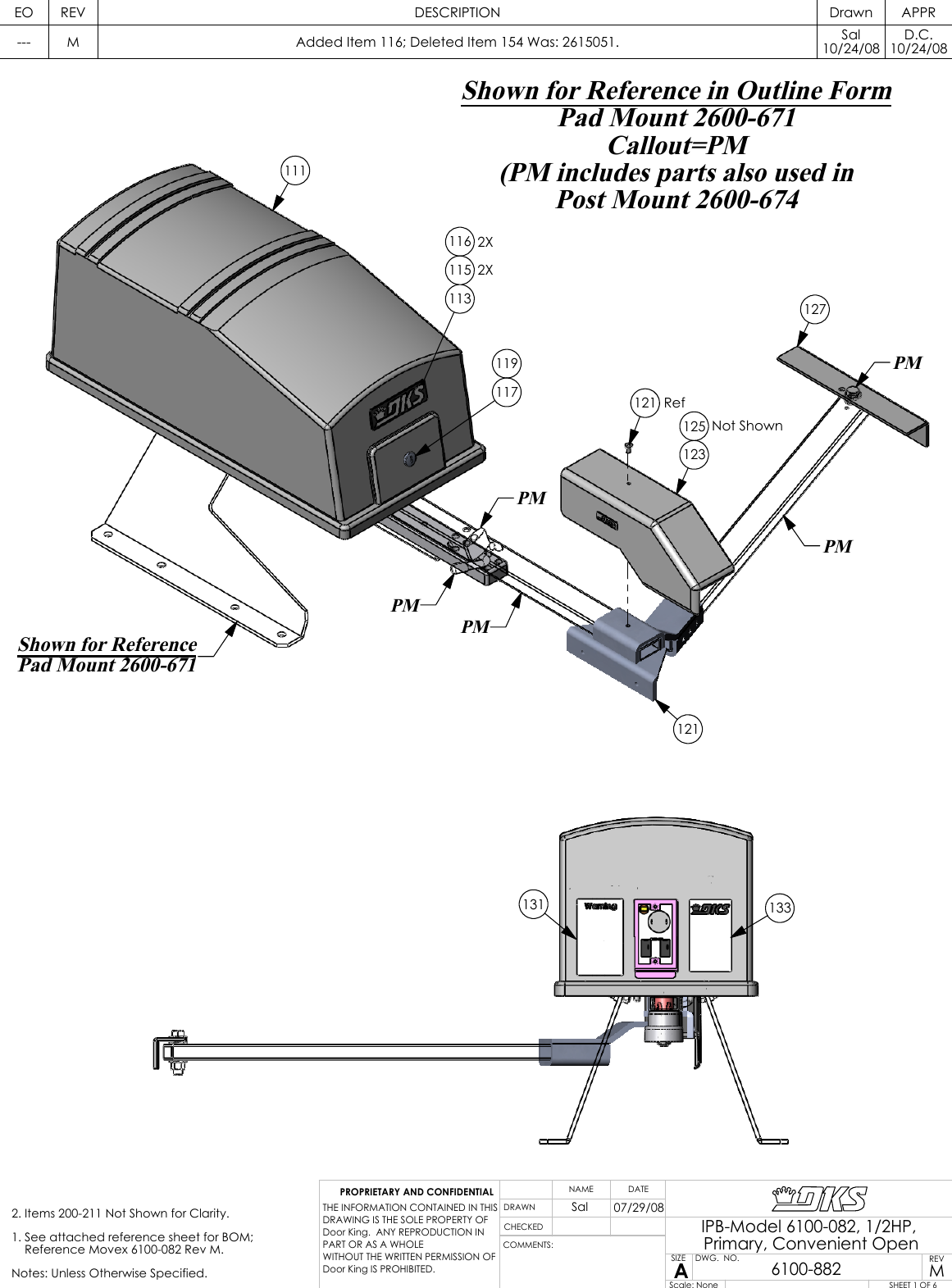 Page 1 of 6 - DoorKing Assy 6100-082 Rev M Door King Parts List IPB