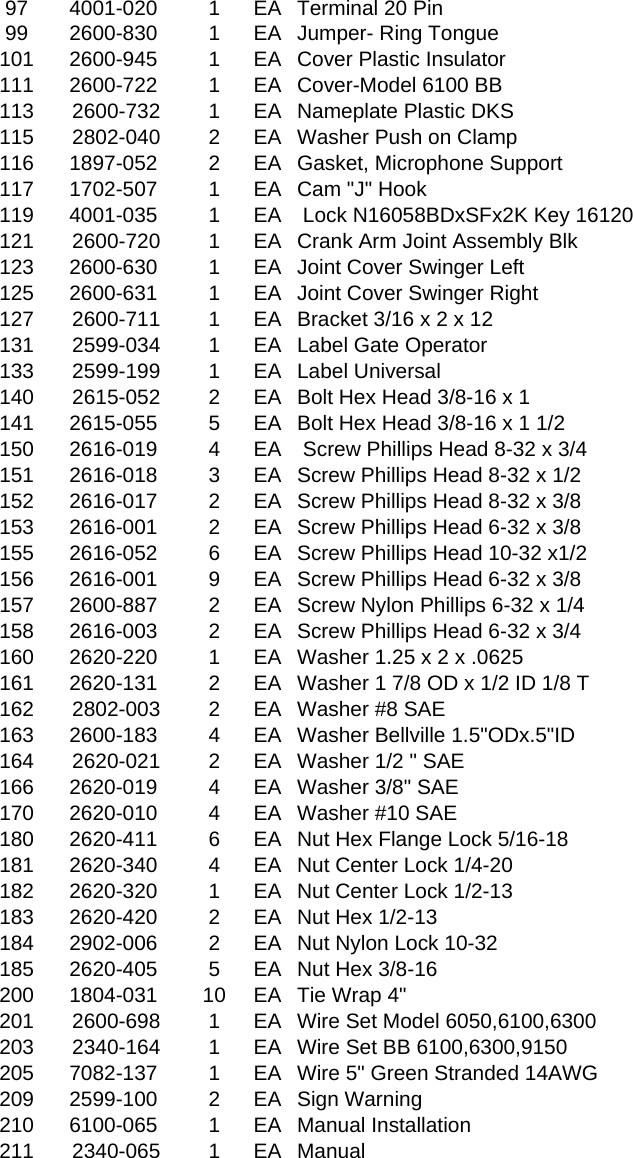 Page 6 of 6 - DoorKing Assy 6100-082 Rev M Door King Parts List IPB