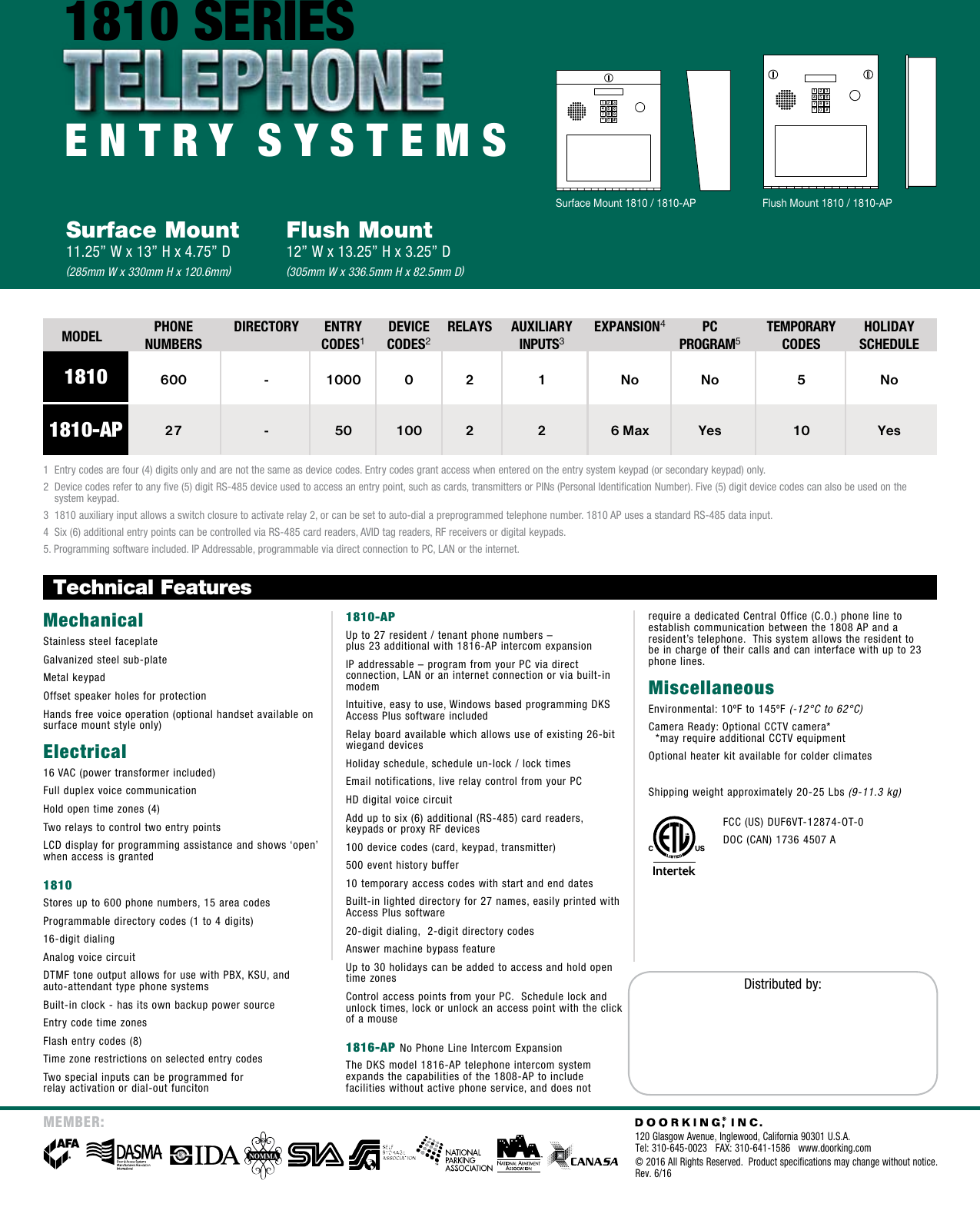 Page 2 of 2 - DoorKing  Door King 1810 Series Cut Sheet