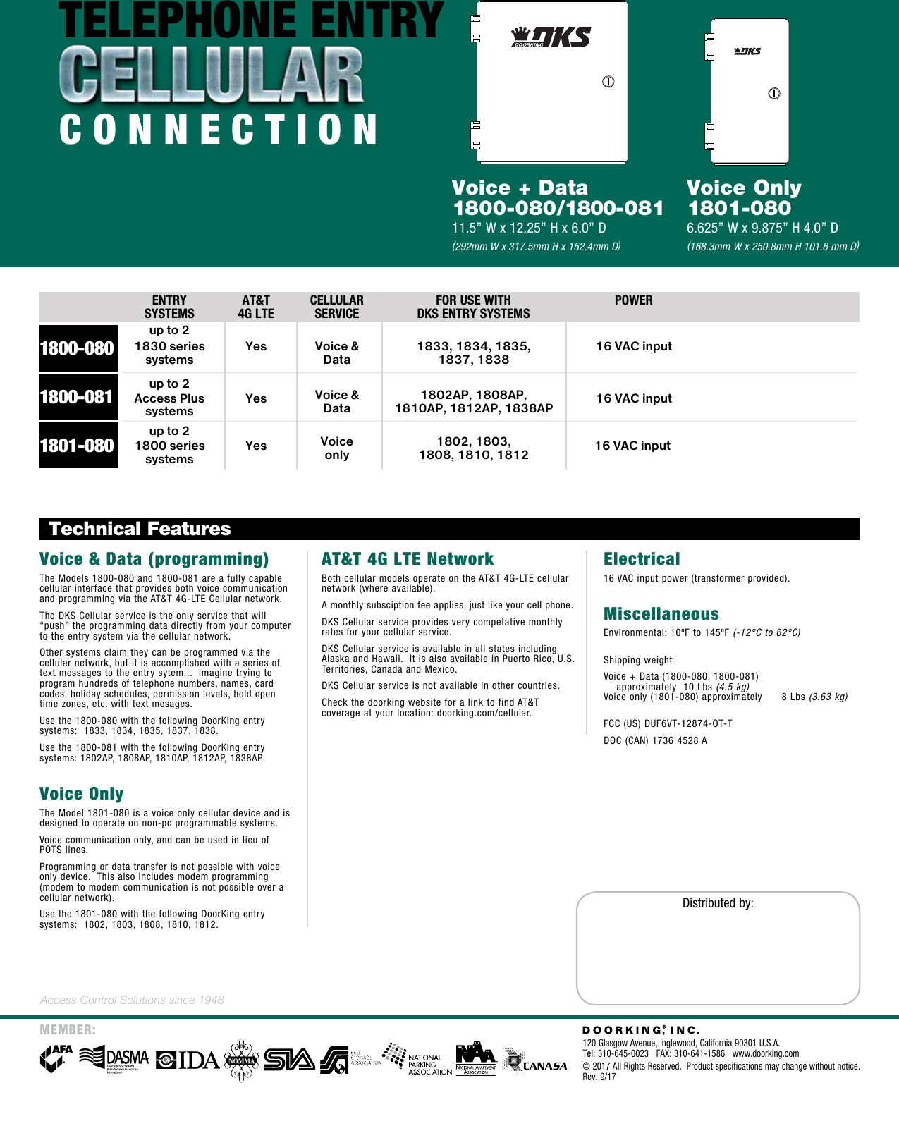 Page 2 of 2 - DoorKing  Door King Cellular Connection Catalog Product Brochure