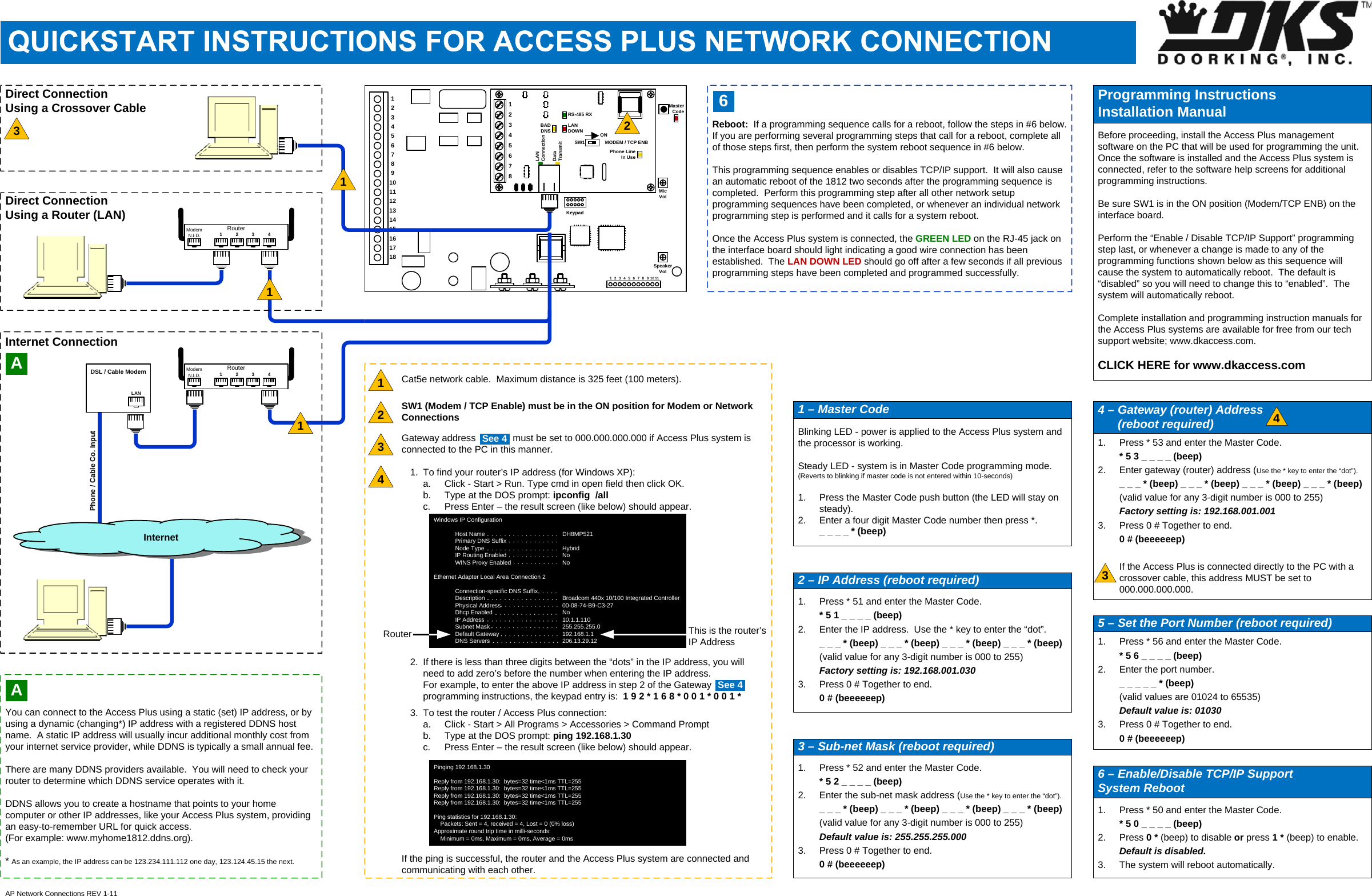 DoorKing Door King Access Plus Quick Start Guide